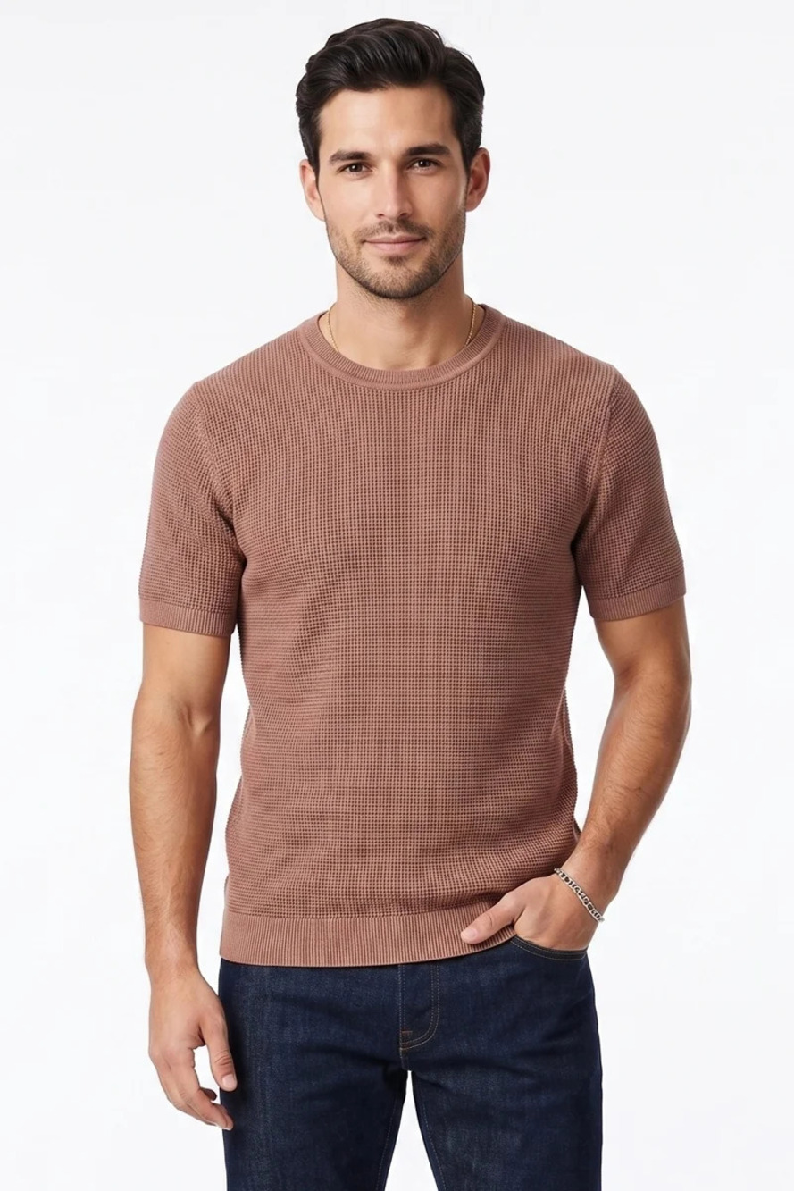 HEDGE Rosewood Knit Textured Tee/31178